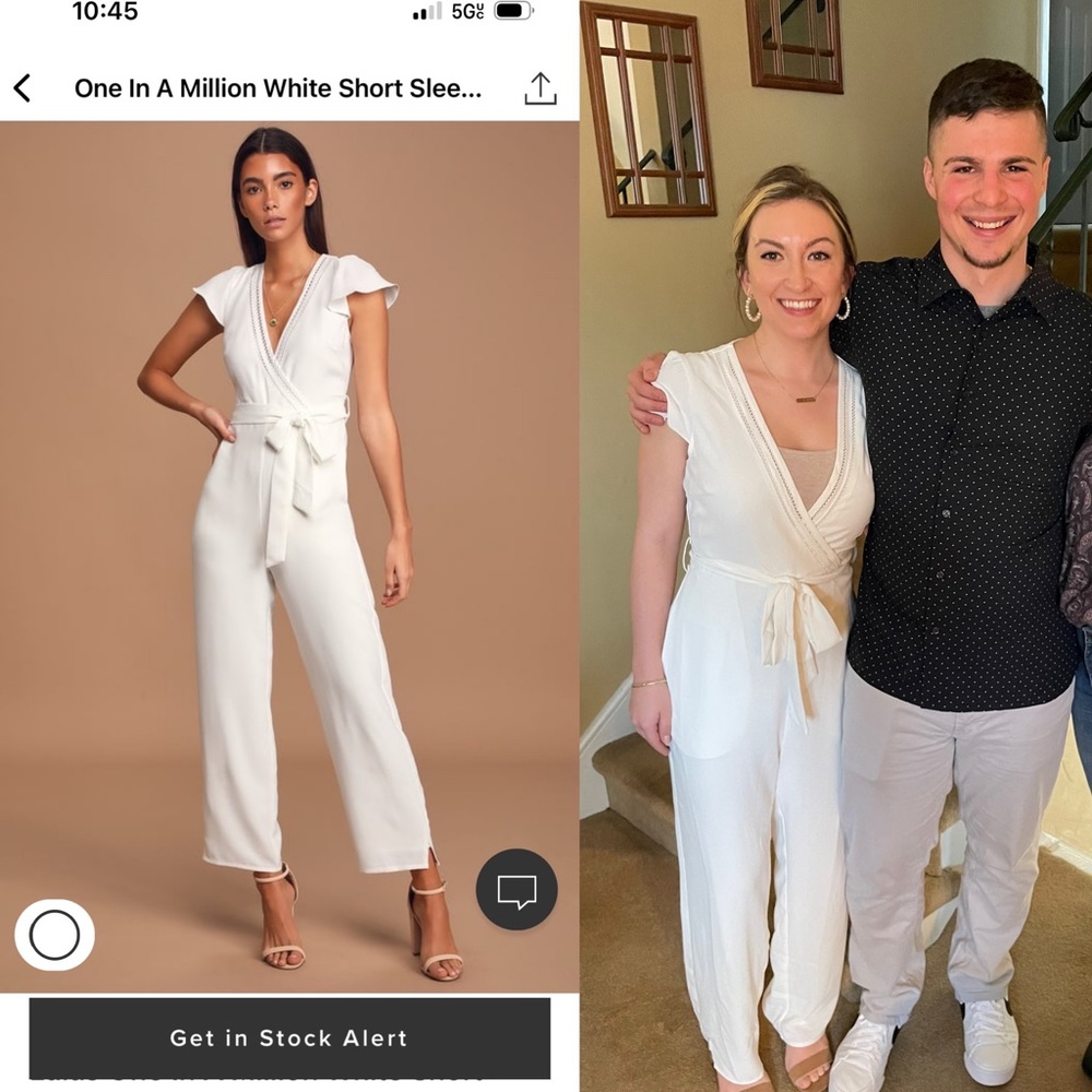 Lulus One in a Million White Short Sleeve Jumpsuit